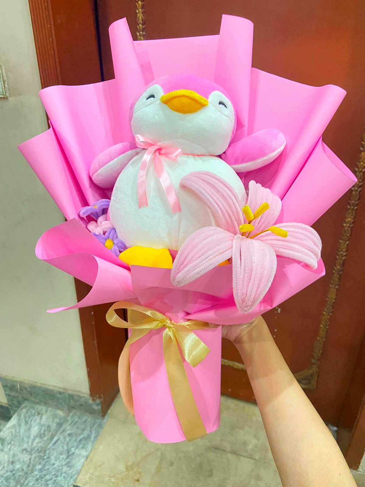 Pink Penguin Plush Bouquet
