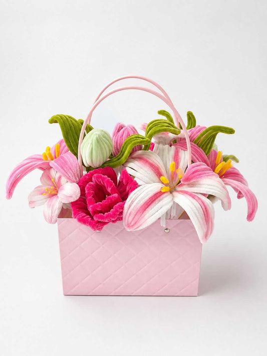 Pink Lily Flower Gift Basket